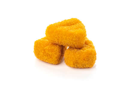 Fried Cheese isolated on white backgroundの写真素材
