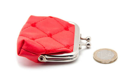 Red purses isolated on whiteの写真素材