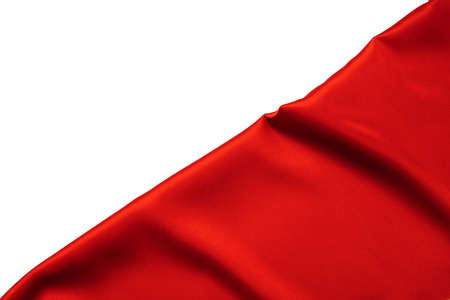 Red silk drape isolated on whiteの写真素材