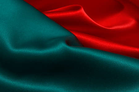 red and green satin fabric for backgroundの写真素材