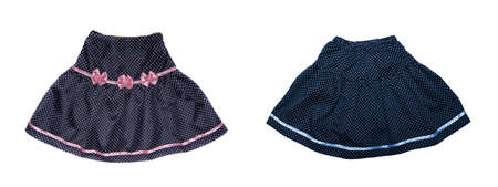 Child or woman's polka-dot skirt. isolated on white backgroundの写真素材