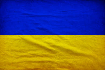 Ukraine flag with fabric textureの写真素材