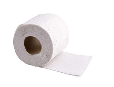Simple toilet paper on white backgroundの写真素材