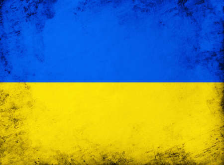 Retro flag of Ukraine with grunge texture.の写真素材