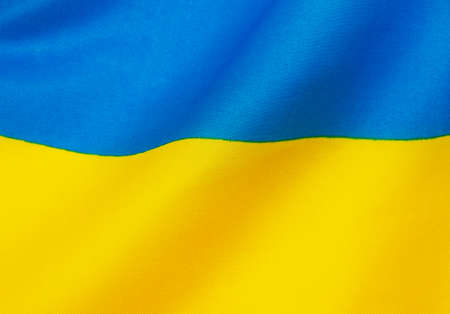 Ukraine flag with fabric textureの写真素材