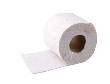 Simple toilet paper on white backgroundの写真素材