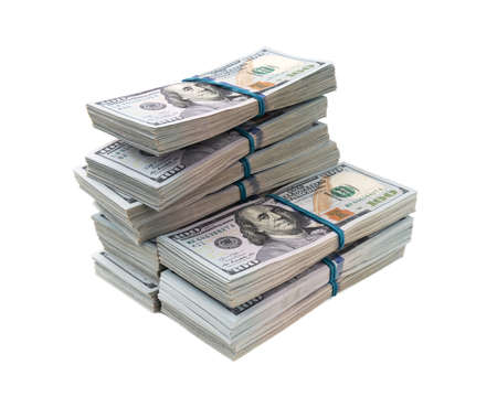 Dollar bundles isolated on white background.の写真素材
