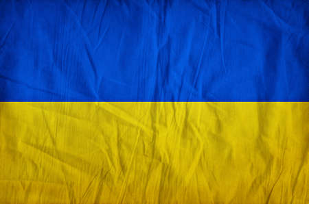 Ukraine flag with fabric textureの写真素材