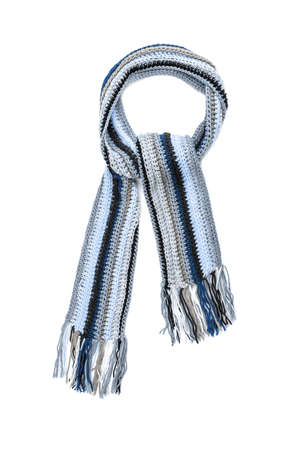 Knitted scarf on a white background.の写真素材