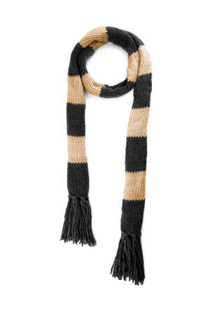 Knitted scarf on a white background.の写真素材