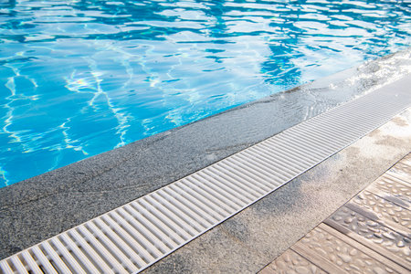 Overflow grating of swimming water pool.の写真素材