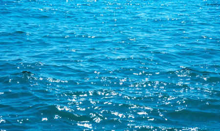 Blue sea water background textureの写真素材