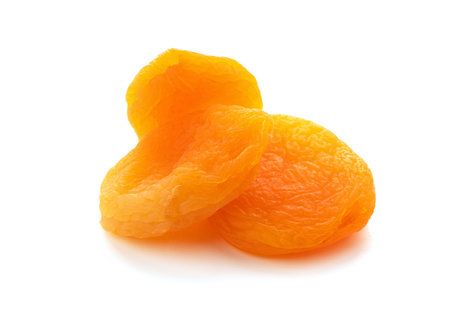 Dried apricots on a white backgroundの写真素材