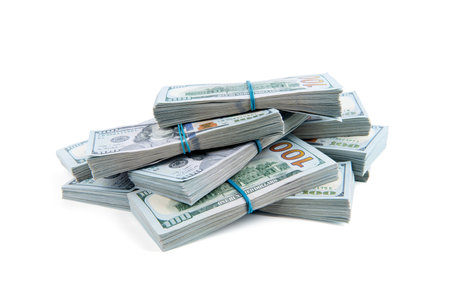 American dollars on white backgroundの写真素材