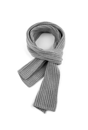 Gray scarf on a white background.の写真素材