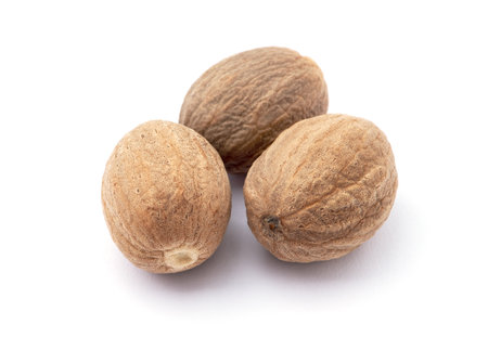 nutmeg isolated on white backgroundの写真素材