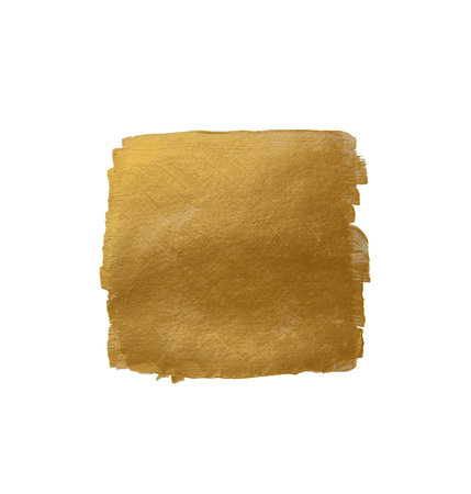Gold Texture Paint Stain Illustration. Hand drawn brush stroke design element.の写真素材