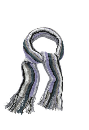 Knitted scarf on a white background.の写真素材