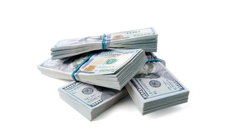 American dollars on white backgroundの写真素材