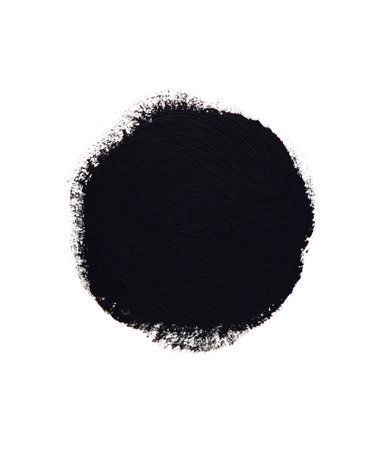 Black Ink Paint Brush Circle Isolated On White Background.の写真素材