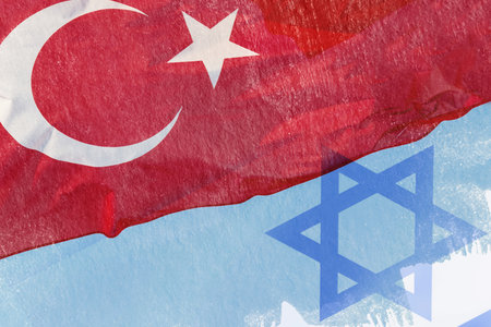 Turkey and Israel flag togetherの写真素材