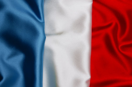 Flag of France on satin textureの写真素材