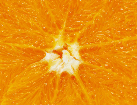 Bright juicy orange pulp close-up.