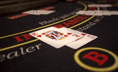 Map of hearts on table in casino