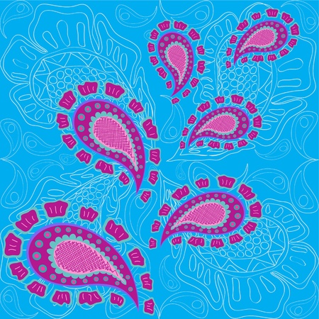 Purple decorative leaves on turquoise background.のイラスト素材