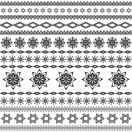 Decorative stripes of flowers black and white のイラスト素材