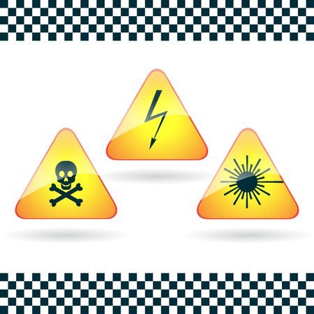 Signs-high voltage, poison; laser  radiation のイラスト素材