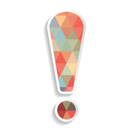 Vector paper exclamation point with shadow painted colored triangles.のイラスト素材