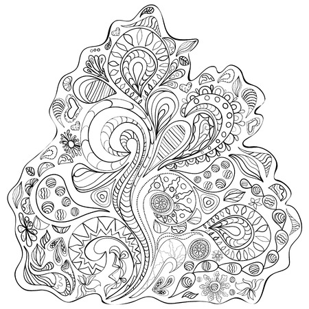 Contour pattern. Black and white illustration. Vector.のイラスト素材