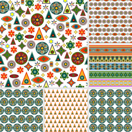 Abstract background. Set of six patterns. Seamless vector.のイラスト素材