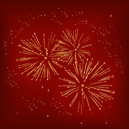 Fireworks on a red background.のイラスト素材