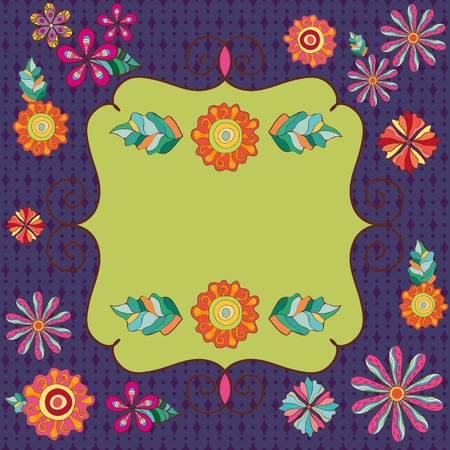 Abstract Floral Background with Frameのイラスト素材