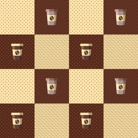 Seamless patchwork pattern coffeeのイラスト素材