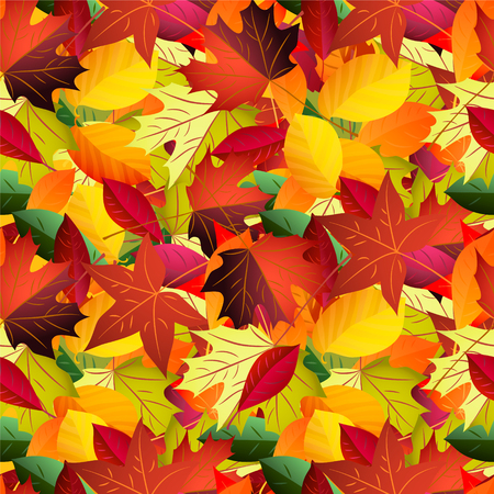 Seamless pattern with colored fallen  leaves. Vector autumn background .のイラスト素材