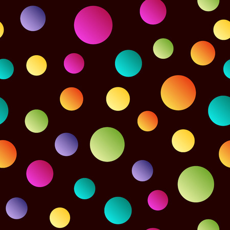 Seamless bright  polka dot pattern on dark background . Vectorのイラスト素材