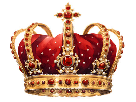 Crown Illustration in Style of Watercolor on White Backgroundの素材