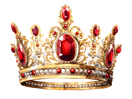 Imperial Majesty: Crown Illustration Watercolor on Whiteの素材