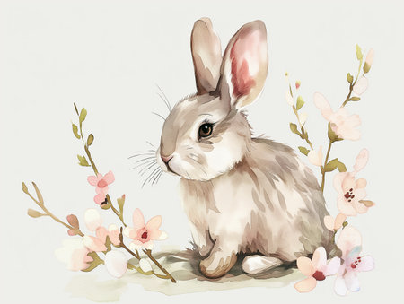 Illustration of cute spring ribbon in style of watercolorの素材