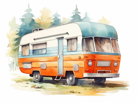 Van Life Vibes: Cozy Campervan Illustrationの素材