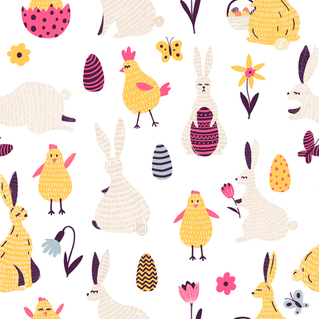 Vector seamless pattern for fabrics and gift paper design.

Vector illustrations for Easter.のイラスト素材
