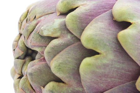 Extreme close-up of artichoke isolated over whiteの写真素材
