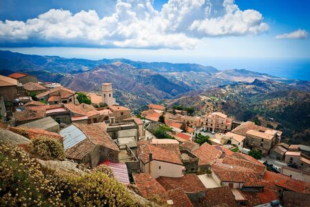 Fragment of Bova superiore, partially abandoned city of Calabria, southern Italyの写真素材
