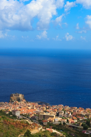 Scylla town from above, Calabria, Southern Italyの写真素材