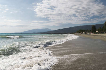 Coast of the Mediterranean Sea in Greece on a warm summer sunny day.の写真素材