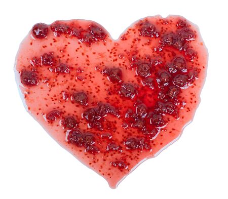 red jam in the form of heart isolated on white backgroundの写真素材