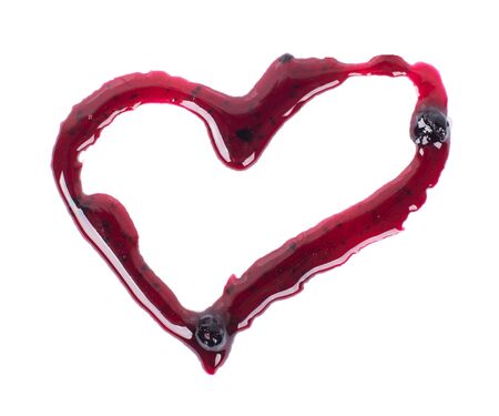 Love red Jam in the form of heart isolated on white backgroundの写真素材